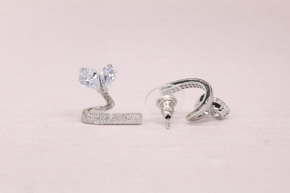 stainless steel silver polish with swarovski stone with crystal anti tarnish anti allergic fancy earring for girls