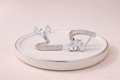 stainless steel silver polish with swarovski stone with crystal anti tarnish anti allergic fancy earring for girls