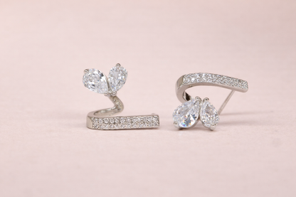 stainless steel silver polish with swarovski stone with crystal anti tarnish anti allergic fancy earring for girls