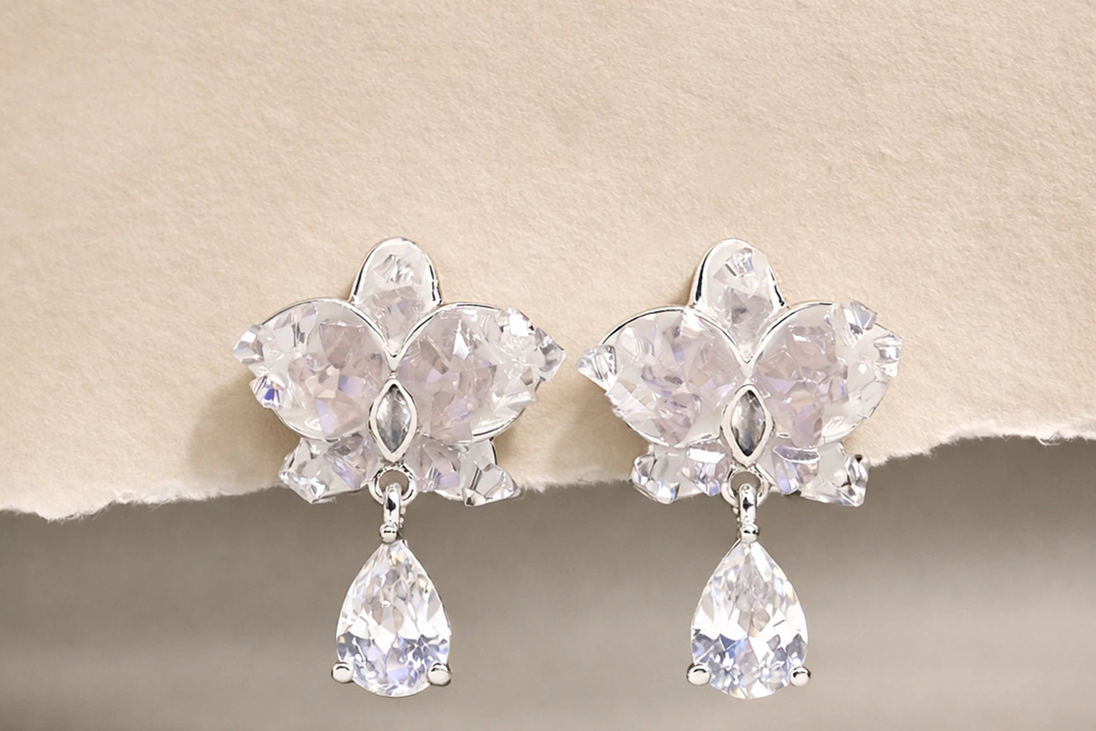 Crystal Stone with Stainless Steel Silver Polish Anti-Tarnish & Anti-Allergic Fancy Earring