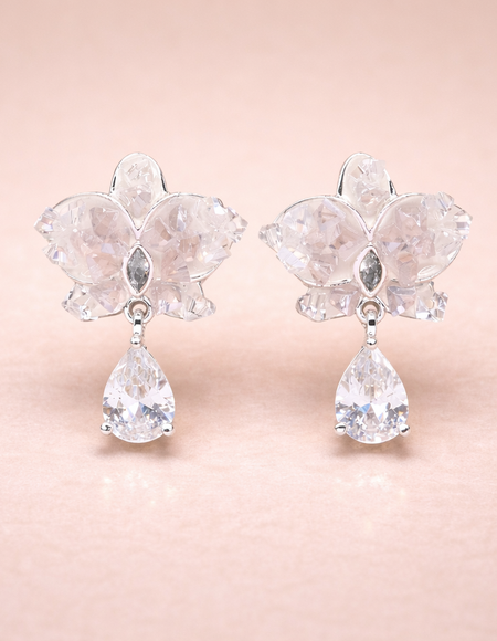 crystal stone wth stainless steel silver poilsh ani tarnish anti allergic fancy earring