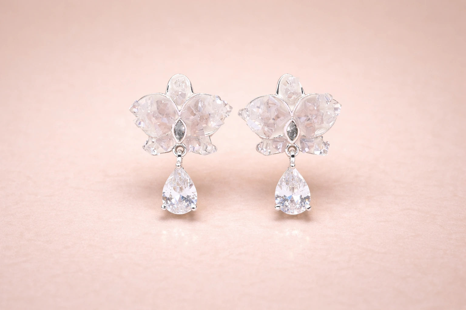 Crystal Stone with Stainless Steel Silver Polish Anti-Tarnish & Anti-Allergic Fancy Earring