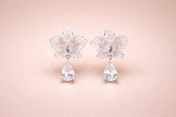 Crystal Stone with Stainless Steel Fancy Earring for Women – Silver