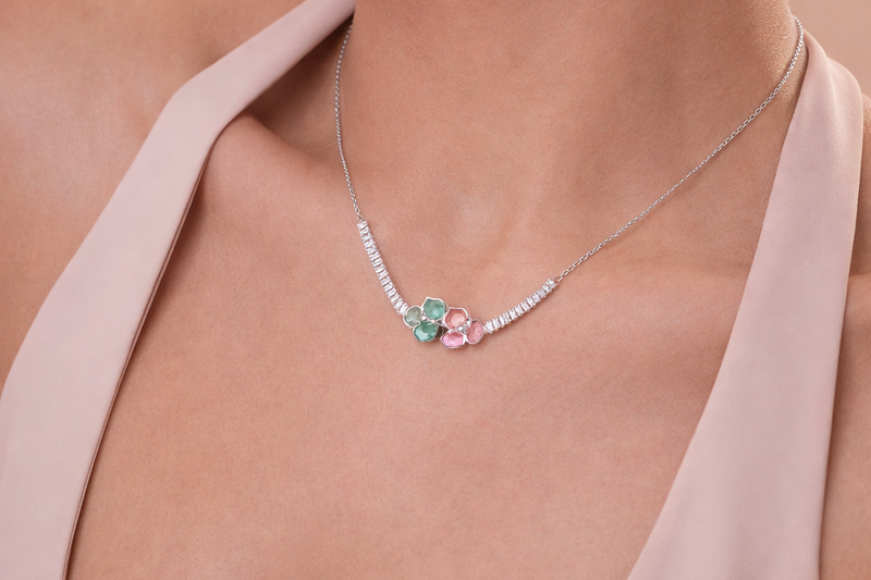 Stainless Steel Silver Polish Fancy Necklace for Girls Anti-Tarnish & Anti-Allergic (Design 2)