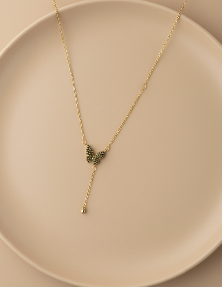 18kt gold polish fancy neclace with butterfly pendant anti tranish anti allergic for girls