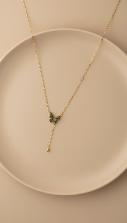 18kt gold polish fancy neclace with butterfly pendant anti tranish anti allergic for girls