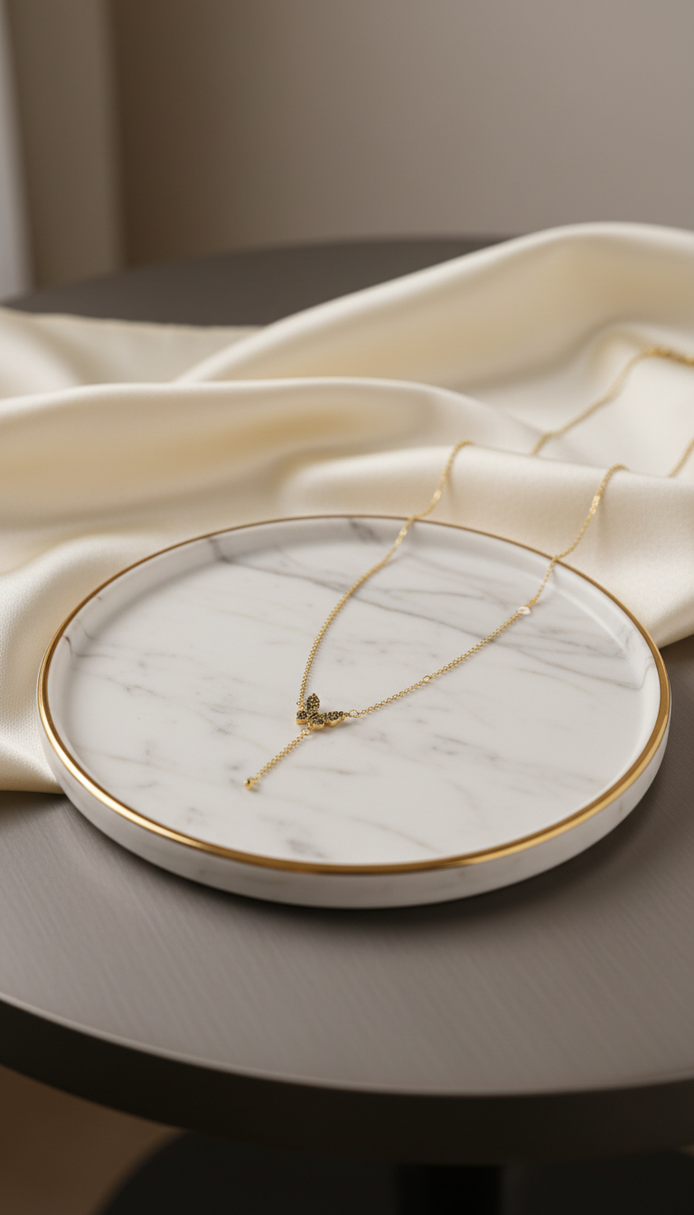 18kt Gold Polish Fancy Necklace with Butterfly Pendant Anti-Tarnish & Anti-Allergic for Girls