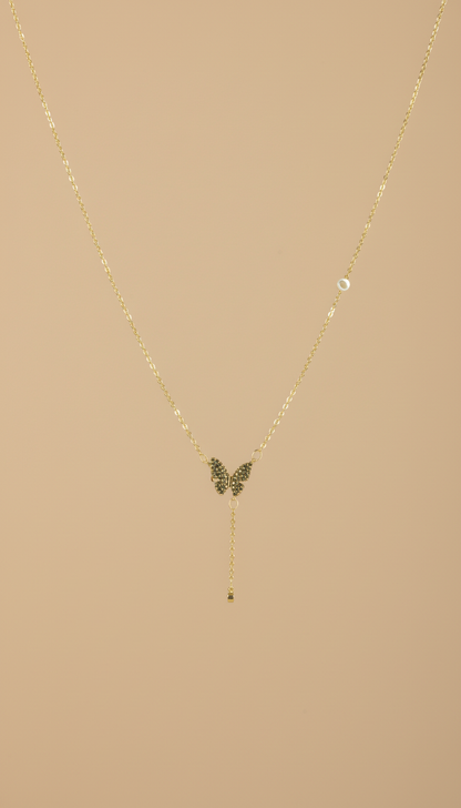 18kt gold polish fancy neclace with butterfly pendant anti tranish anti allergic for girls