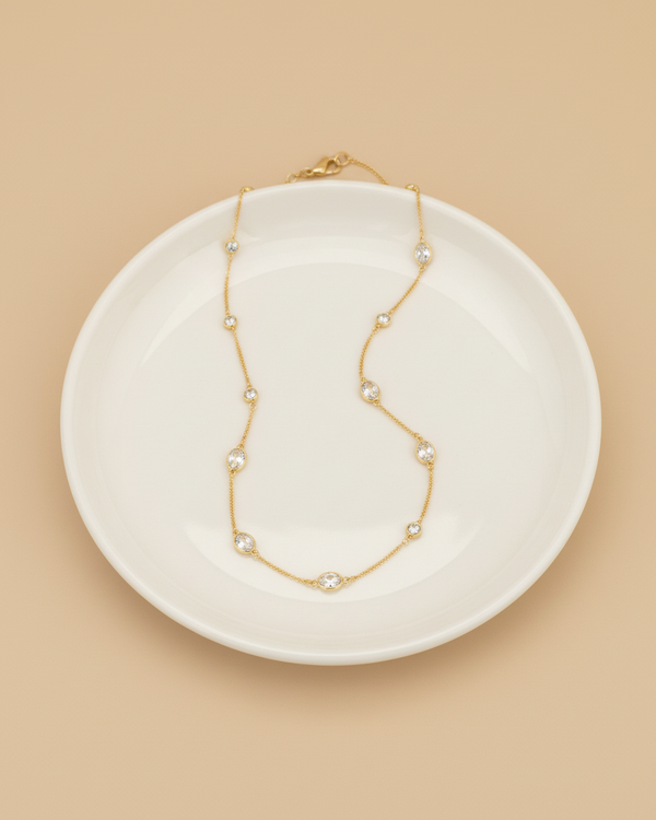 Fancy Necklace with Crystal Stone for Women – 18K Gold Plated