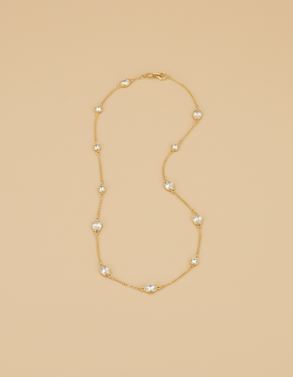 18kt gold polish fancy neclace with swarosvki stone anti tranish anti allergic for girls