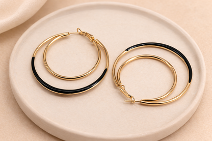 18 carat gold polish anti tarnish anti allergic fancy black earring for girls