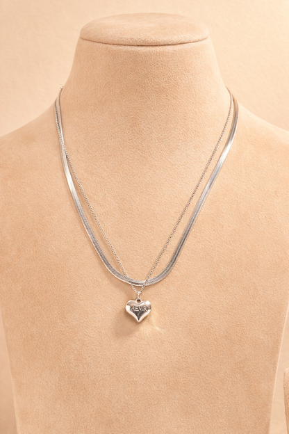 18kt gold polish necklace with two laayered chain & heart pendant anti tranish anti allergic for girls