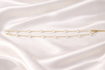 18kt gold polish fancy necklace with pearls anti tranish anti allergic for girls
