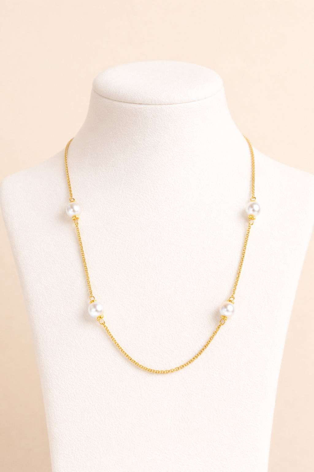 18kt Gold Polish Fancy Necklace with Pearls Anti-Tarnish & Anti-Allergic for Girls
