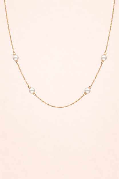 18kt gold polish fancy necklace with pearls anti tranish anti allergic for girls