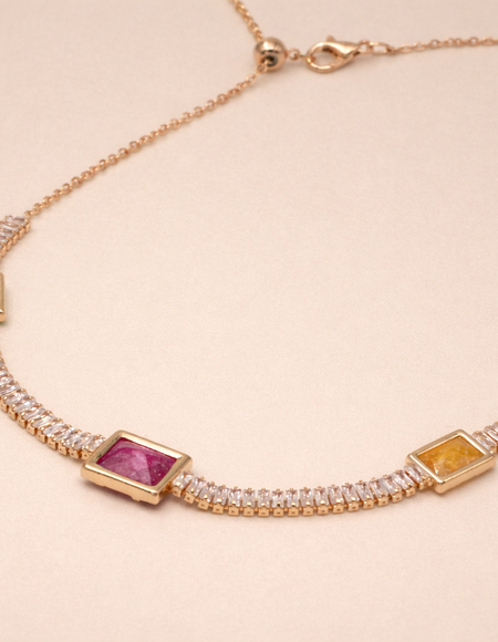 18 kart gold polish fancy necklace for girls anti tarnish anti allergic