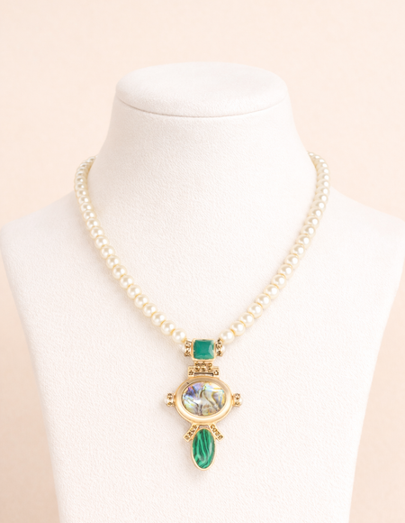 fancy pearl necklace with pendant anti tranish anti allergic for girls