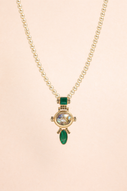 fancy pearl necklace with pendant anti tranish anti allergic for girls