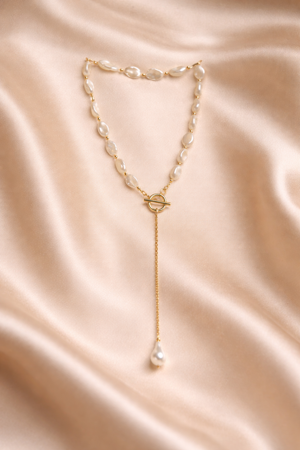 18kt Gold Polish Fancy Necklace with Pearl Anti-Tarnish & Anti-Allergic for Girls