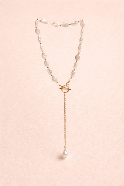 18kt gold polish fancy necklace with pearl anti tranish anti allergic for girls