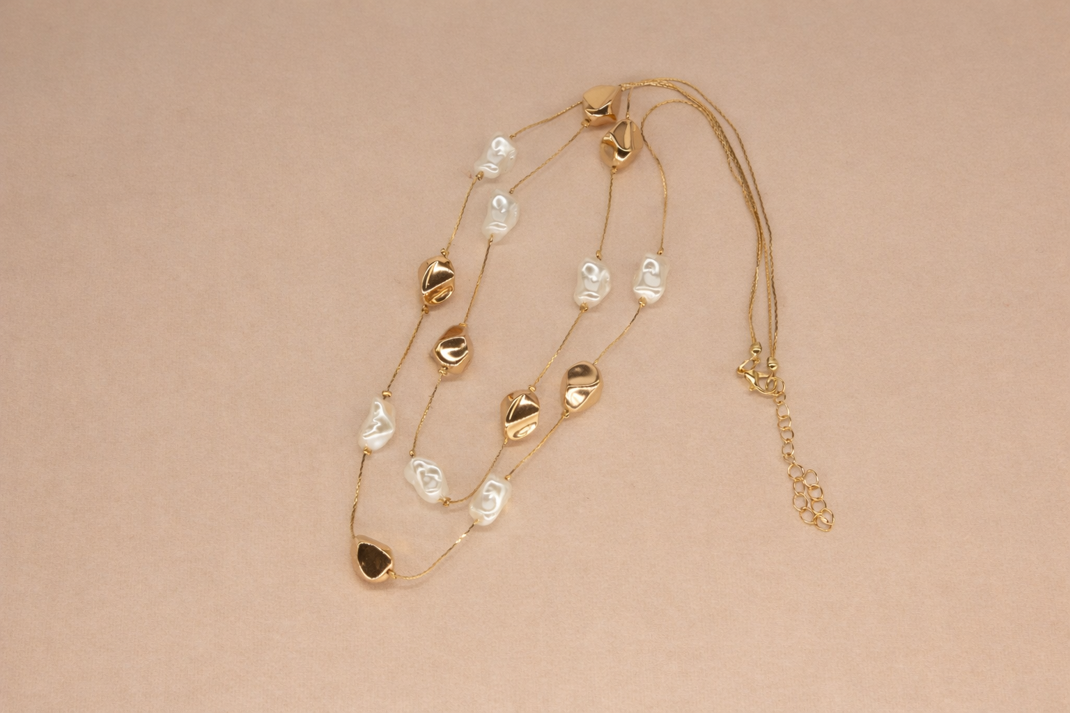 18kt Gold Polish Necklace with Pearls Anti-Tarnish & Anti-Allergic for Girls