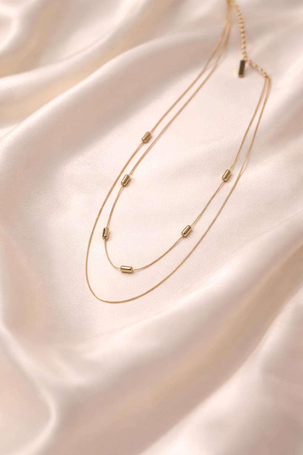 18kt Gold Polish Fancy Necklace with Two Layered Chain Anti-Tarnish & Anti-Allergic for Girls