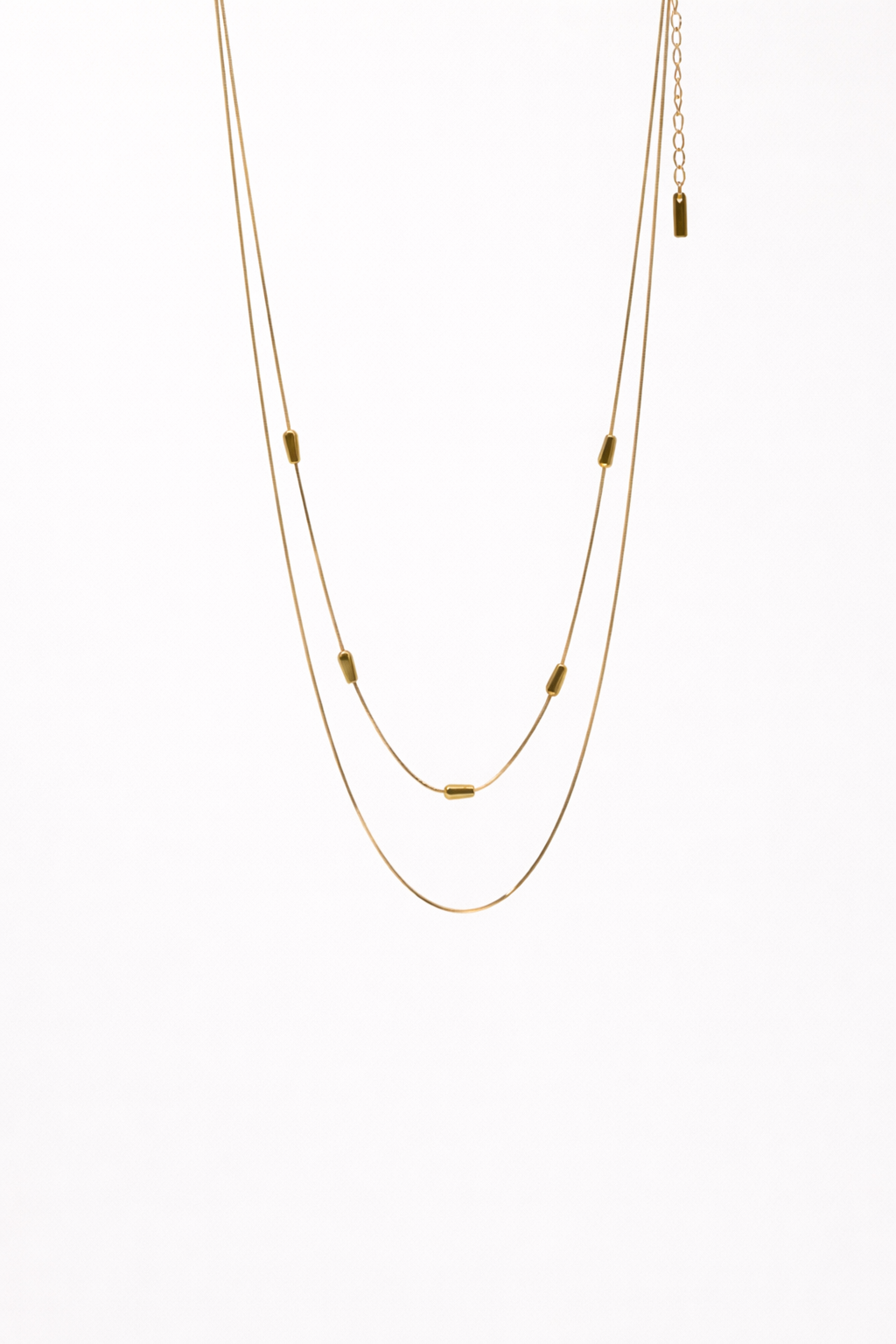 18kt Gold Polish Fancy Necklace with Two Layered Chain Anti-Tarnish & Anti-Allergic for Girls