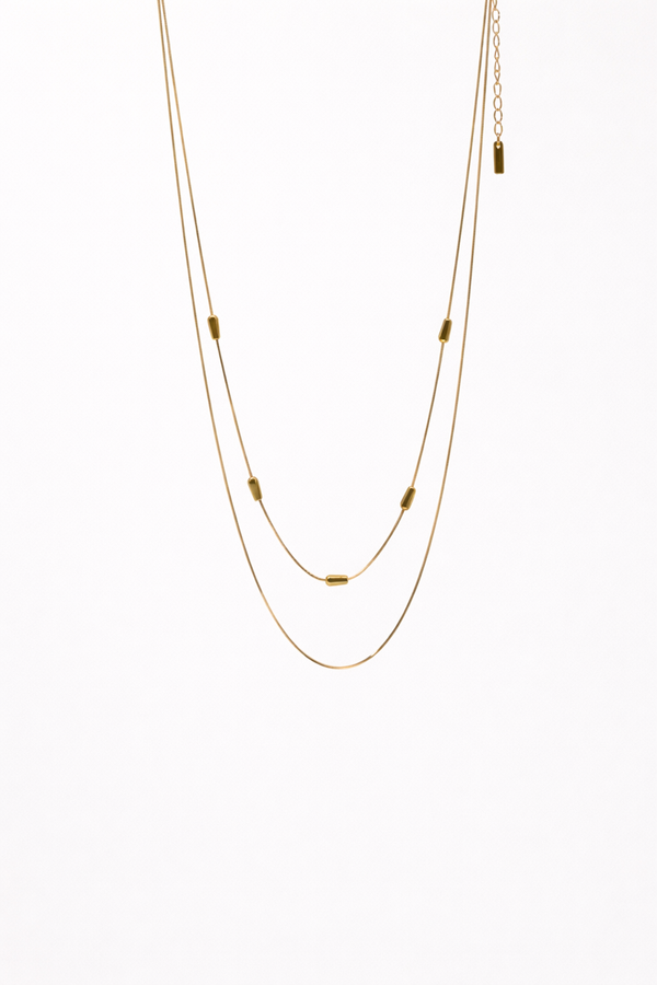 Fancy Necklace with Two Layered Chain for Women – 18K Gold Plated