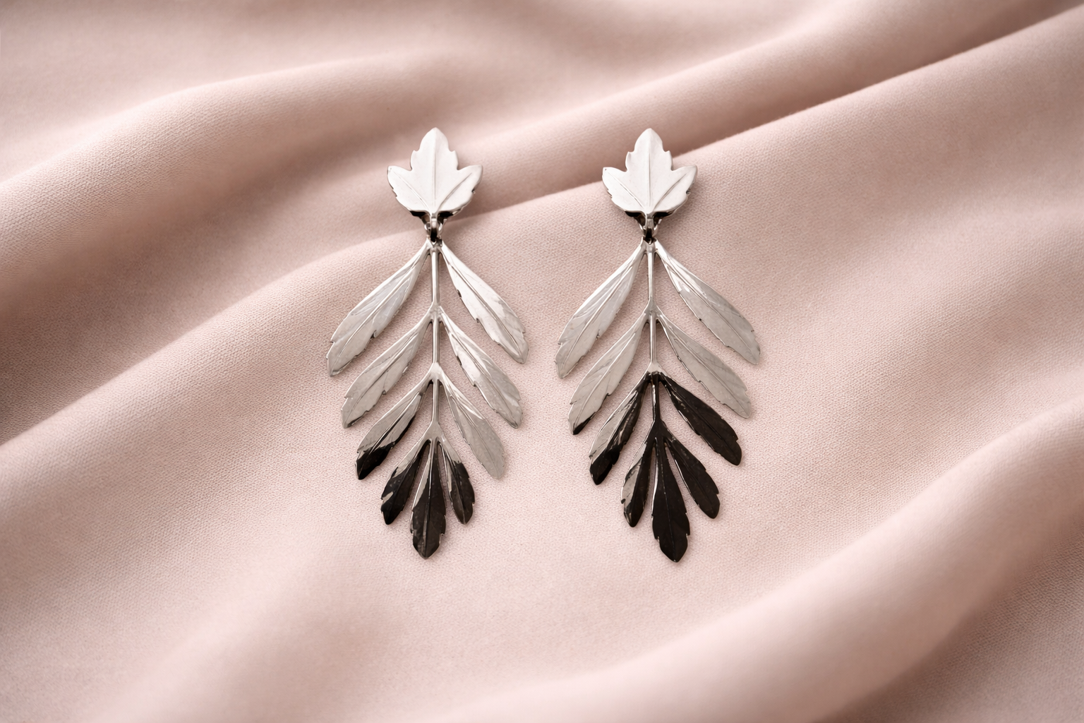Stainless Steel Silver Polish Earring with Leaf Dangle Anti-Tarnish & Anti-Allergic for Girls