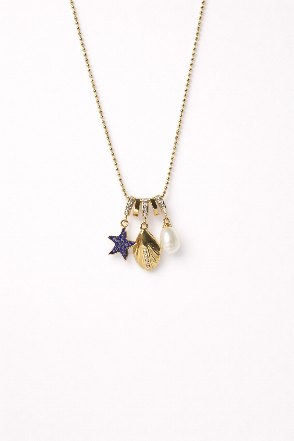 18kt Gold Polish Necklace with Shell, Pearl, Star Pendant Anti-Tarnish & Anti-Allergic for Girls