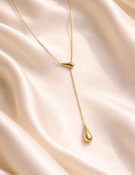 18 carat gold polish fancy necklace anti tranish anti allergic for girls .