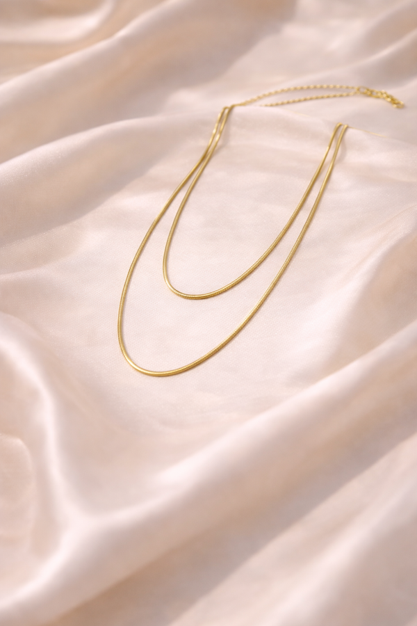Necklace with Dual Chain for Women – 18K Gold Plated