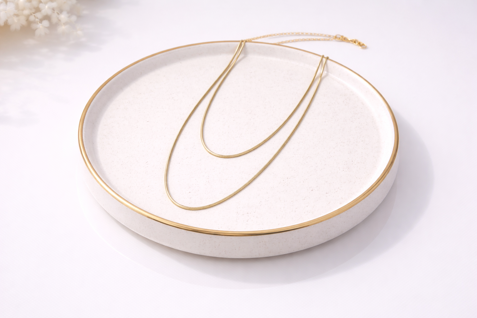 18kt Gold Polish Necklace with Dual Chain Anti-Tarnish & Anti-Allergic for Girls