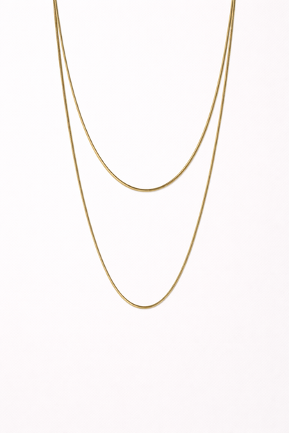 18 carat gold polish necklace with dual chain anti tranish anti allergic for girls