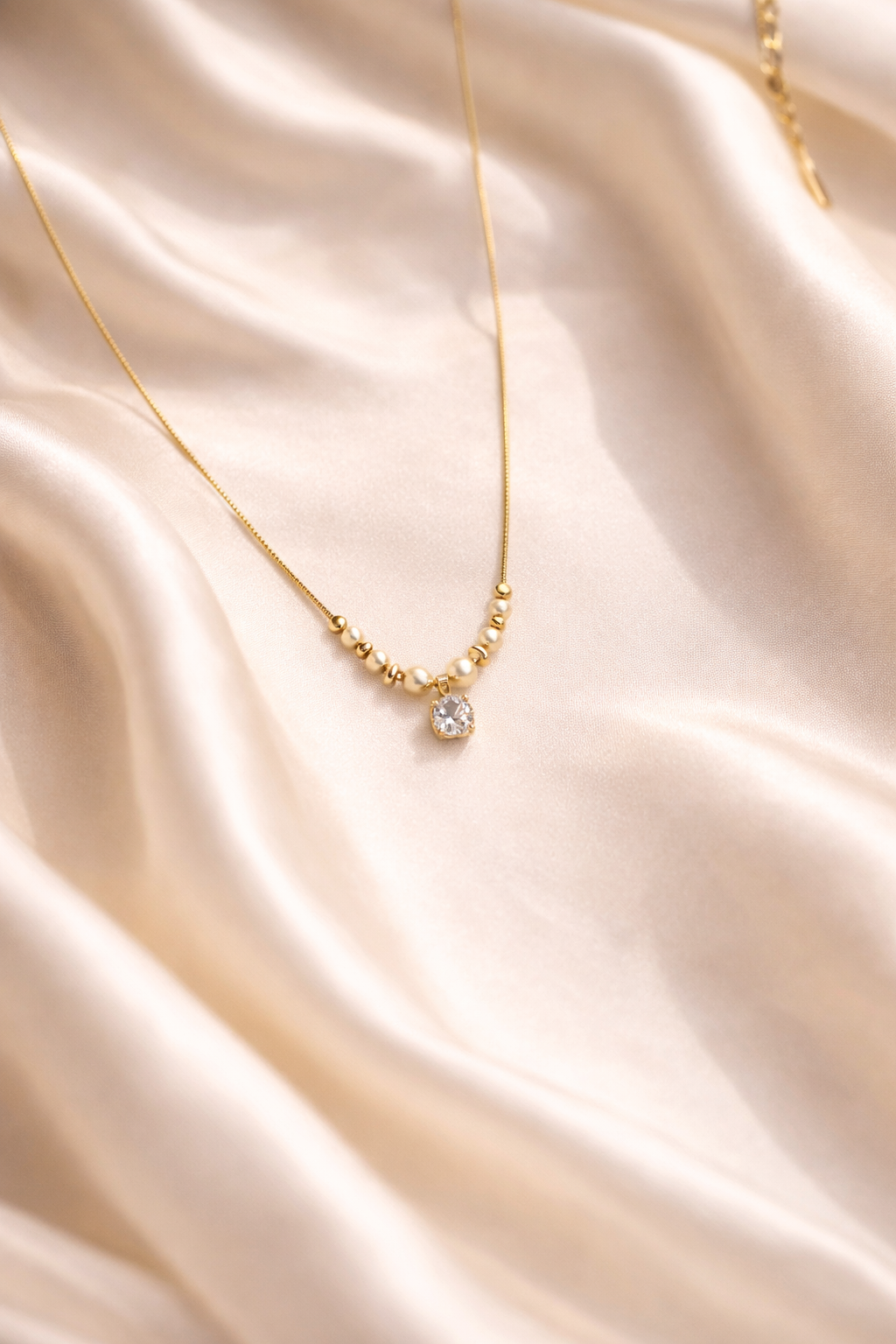 18kt Gold Polish Necklace with Swarovski Stone Pendant Anti-Tarnish & Anti-Allergic for Girl