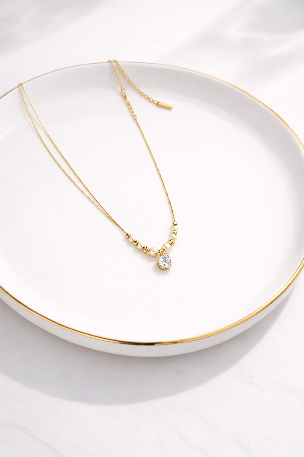18kt Gold Polish Necklace with Swarovski Stone Pendant Anti-Tarnish & Anti-Allergic for Girl
