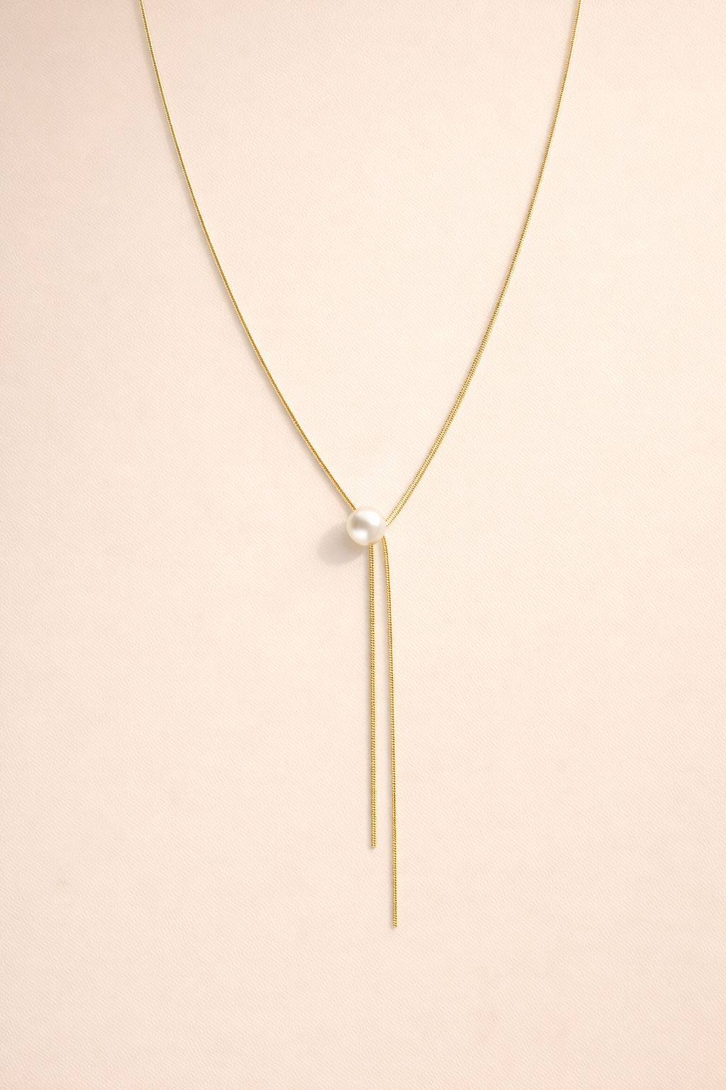 18kt Gold Polish Necklace with Single White Pearl Anti-Tarnish & Anti-Allergic for Girl
