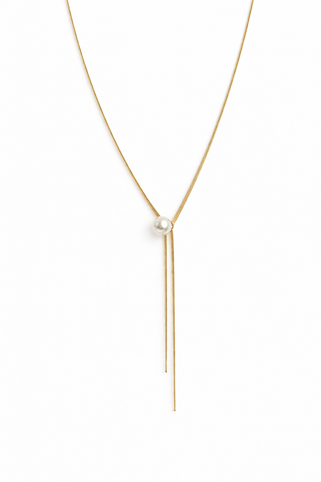 18kt Gold Polish Necklace with Single White Pearl Anti-Tarnish & Anti-Allergic for Girl