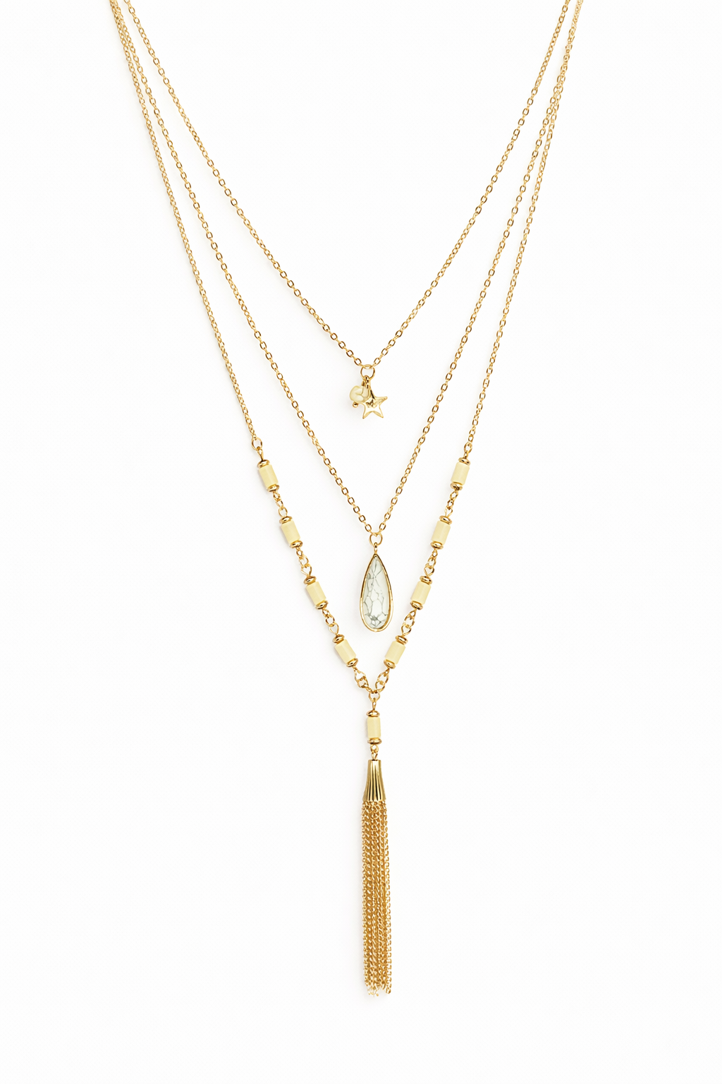 18kt Gold Polish Necklace Featuring Multiple Chains Anti-Tarnish & Anti-Allergic for Girls