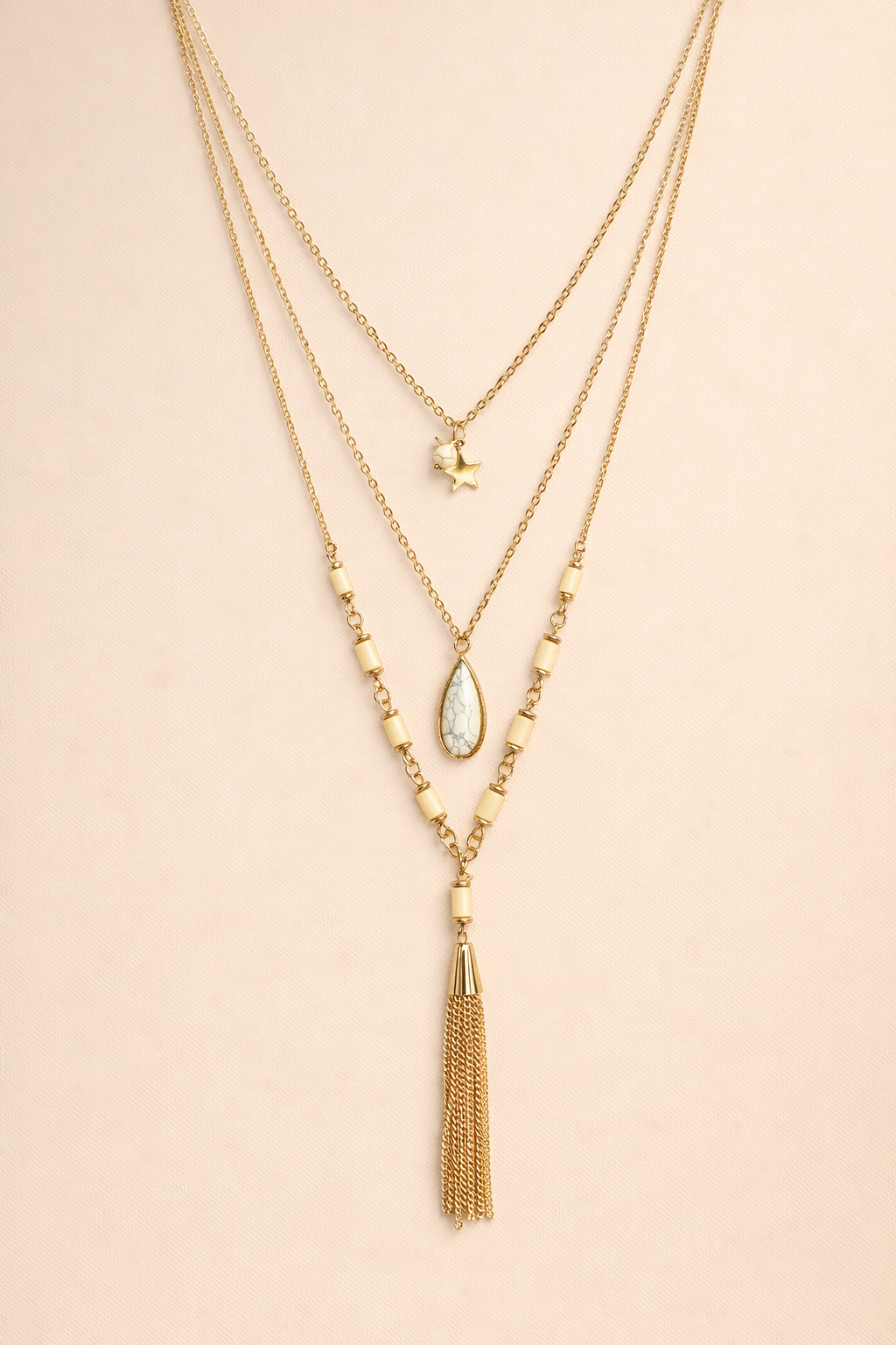 18kt Gold Polish Necklace Featuring Multiple Chains Anti-Tarnish & Anti-Allergic for Girls