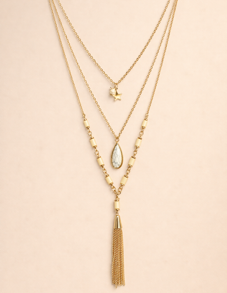 18 carat gold polish necklace featuring multiple chains anti tarnish anti allergic for girls