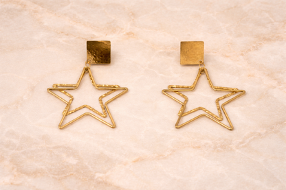 18kt gold polish earring with star dangle anti tarnish anti allergic for girls