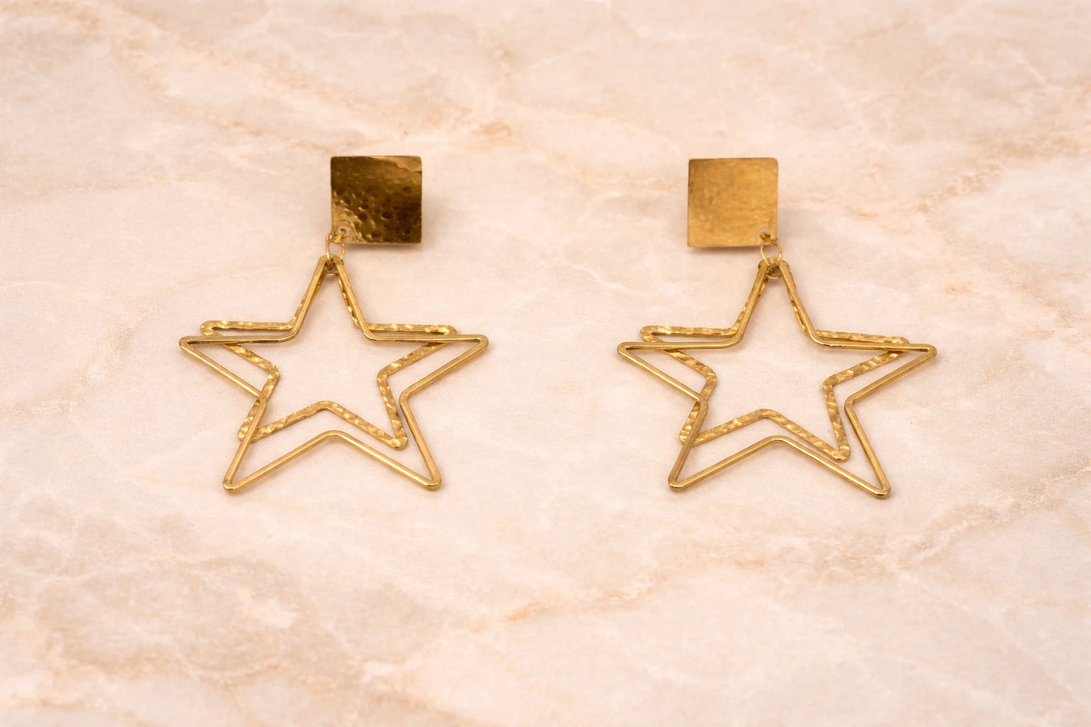 18kt Gold Polish Earring with Star Dangle Anti-Tarnish & Anti-Allergic for Girls