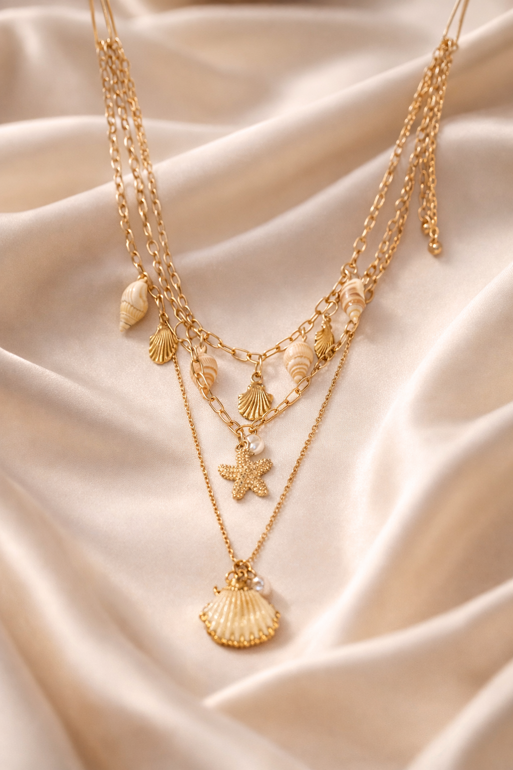 18kt Gold Polish Necklace with Ocean Pendant Anti-Tarnish & Anti-Allergic for Girls