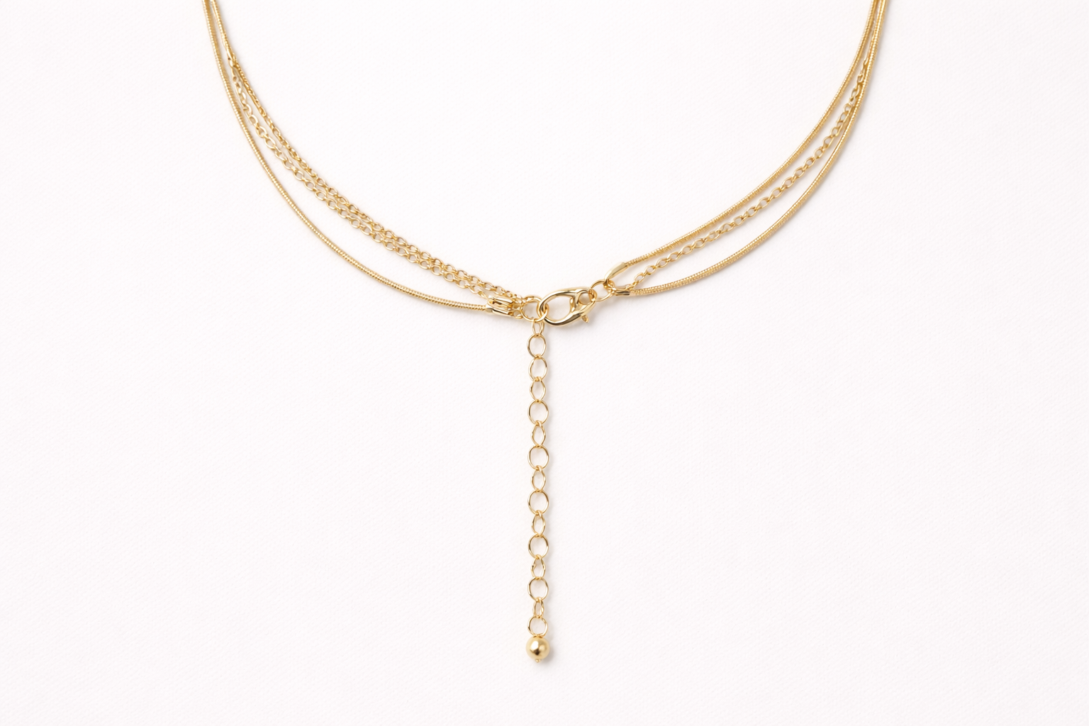 18kt Gold Polish Necklace with Multi-Layered Heart & Bar Anti-Tarnish & Anti-Allergic for Girls