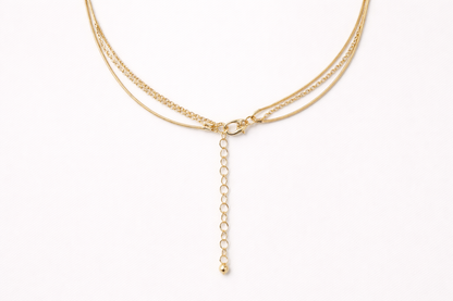 18 carat gold polish necklace with multi-layered heart & bar anti tranish anti allergic for girls