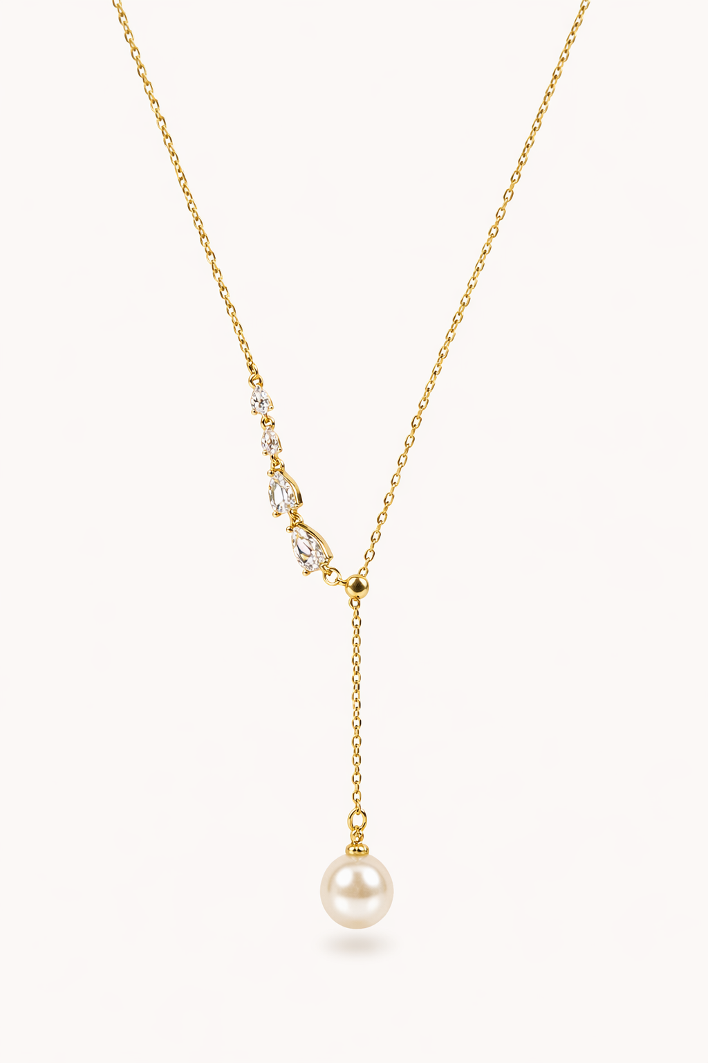 18kt Gold Polish Necklace with Y Shaped & Pearl Pendant Anti-Tarnish & Anti-Allergic for Girls