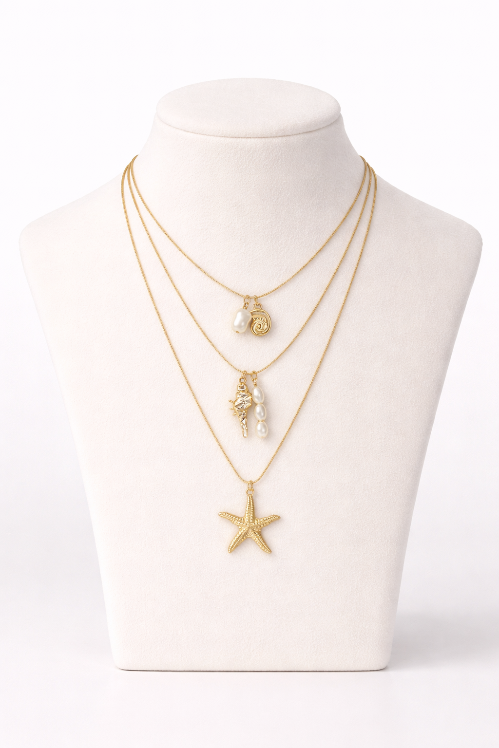 18kt Gold Polish Necklace with 3 Layered Star Pendant Anti-Tarnish & Anti-Allergic for Girls