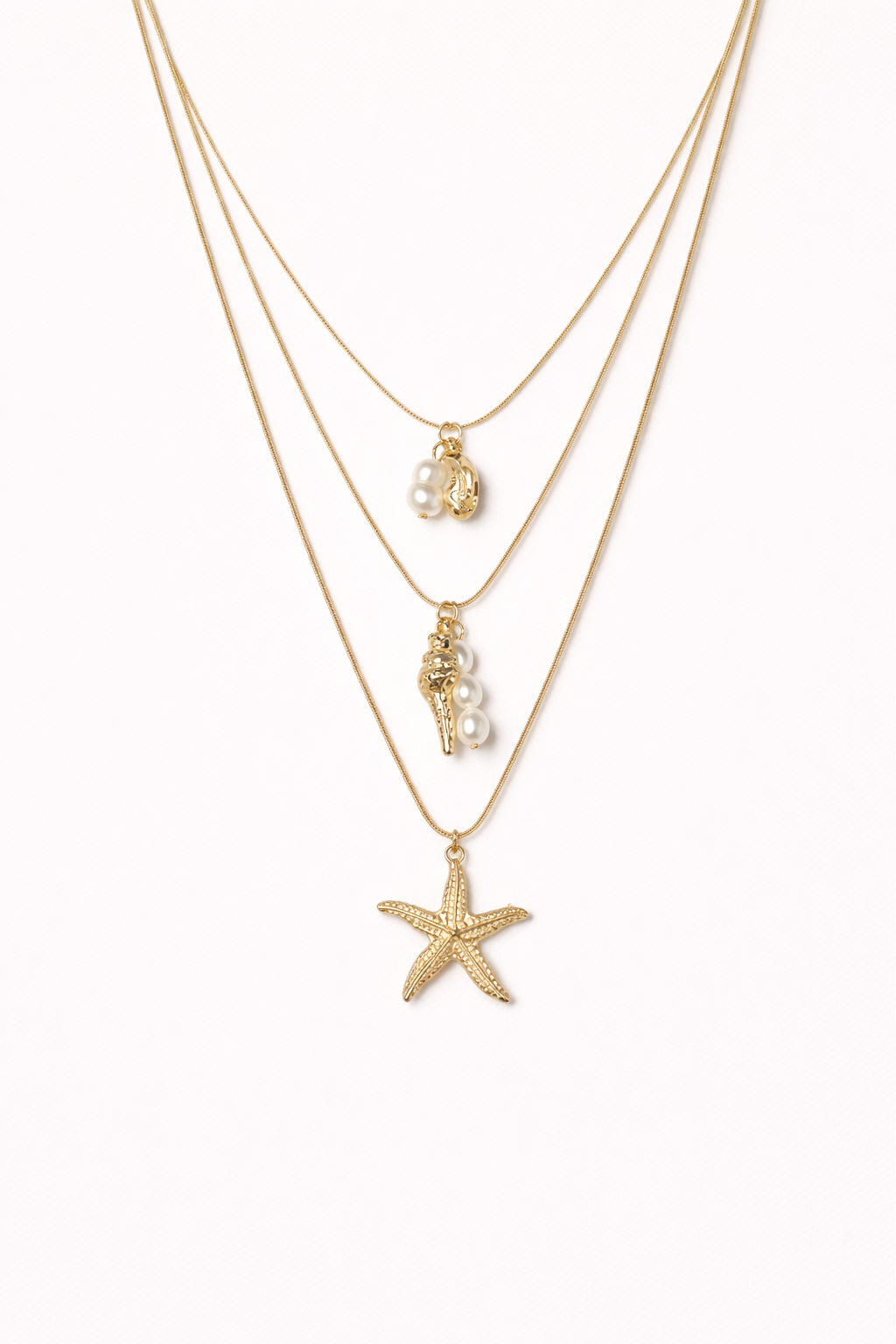 18kt Gold Polish Necklace with 3 Layered Star Pendant Anti-Tarnish & Anti-Allergic for Girls