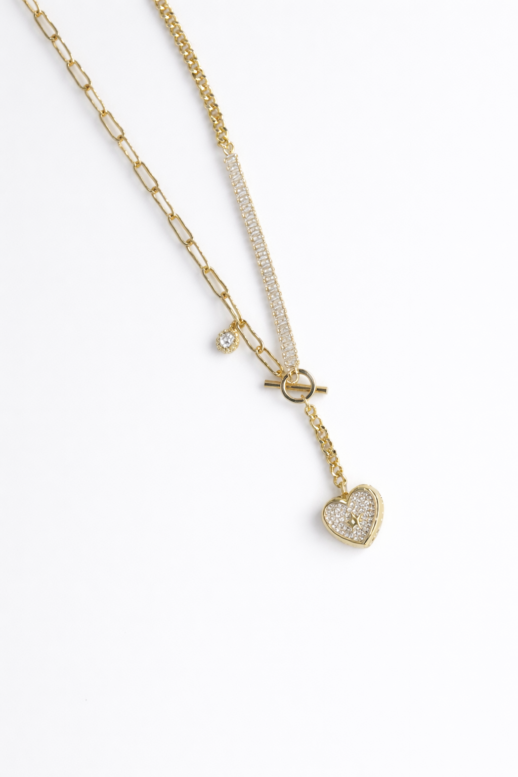 18kt Gold Polish Necklace with Diamond Heart Pendant Anti-Tarnish & Anti-Allergic for Girls